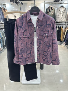 Autumn Fashion Letter Print Long Sleeve Loose Comfortable Mens Denim Jacket Youth Casual Style Collar up Top Urban Fashion