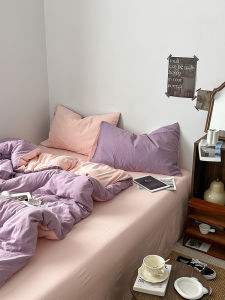 Retro Pleated Bedding Set Pure Cotton Quilt Cover Sheet Dormitory Duvet Cover Single Three-piece Set Four-piece Set Warmth Retention