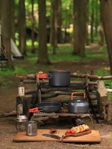 Bộ nồi dã ngoại bộ nồi cắm trại xếp gọn hợp kim nhôm dành cho 2-3 người gọn nhẹ tiện dụng