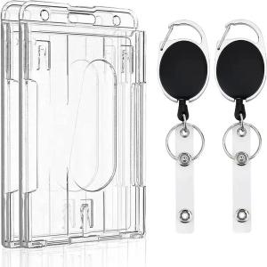 1-5Pcs Transparent Cards Slots ID Tag Badge Holder with Badge Reel Cards Storage Organizer Employee Pass Work Card Case Sleeve