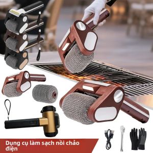 Bàn Chải Vệ Sinh Bếp Nướng Điện Không Dây Sạc Lại Được Có Đèn LED Không Có Lông Bàn Chải Dùng Để Bảo Dưỡng Bếp Nướng