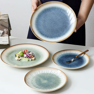 Đĩa Thức Ăn Sáng Tạo Của Iryouka Bằng Gốm Sứ Đĩa Thịt Bò Và Salad Đĩa Thức Ăn Cổ Điển Chất Liệu Gốm Sứ Thủ Công Thiết Kế Hình Học