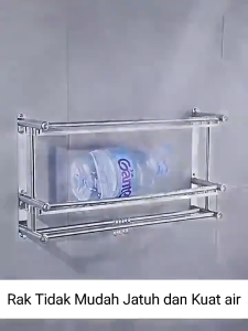 Rak Gantung 2 Susun Stainless Steel Rak Kamar Mandi Dinding Rak Bumbu Dapur Multifungsi Rak Handuk