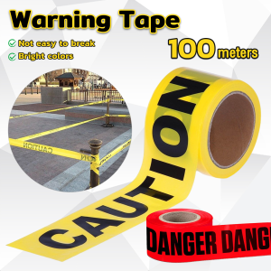 Baete 100m/roll Caution Tape Isolated Barricade Tape Yellow and Red Danger Warning Tape (Non-Adhesive)