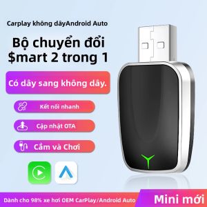 Bộ Chuyển Đổi Không Dây 2 Trong 1 Carplay Android Auto Bluetooth Wifi Cho 98% Xe OEM Hỗ Trợ Cắm Và Chạy Cho Nhiều Thương Hiệu