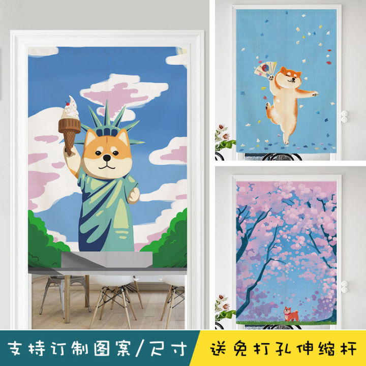 Phong Cách Nhật Bản Hoạt Hình Rèm Cửa Phân Vùng Màn Shiba Inu Trang Trí Phòng Ngắn Màn Treo Nhà Vệ Sinh Che Khuyết Điểm Màn Sử Dụng Tại Nhà Nhà Bếp Vải Màn
