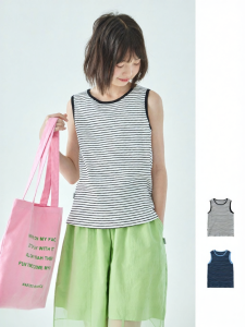 KECHU | Cotton Feel Loose Fit Contrast Stripe Tank Top