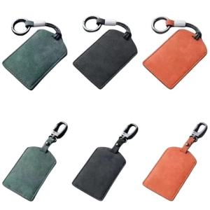 Plush RFID Blocking Card Holder PU Leather Car Key Fob Cover for TeslaNFC Card Universal Electric Vehicle Card Case Anti-Scratch