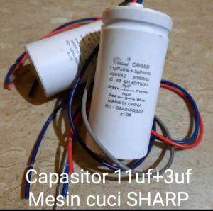 Kapasitor Mesin Cuci SHARP 11+3 uF Capasitor original Mesin Cuci SHARP