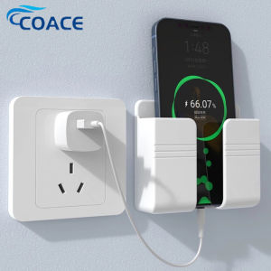 CoAce 10PCS Wall Mobile Phone Holder Plug Phone Charging Stand Remote Control Storage Box Bracket Punch-Free Mounted Organizer Holders