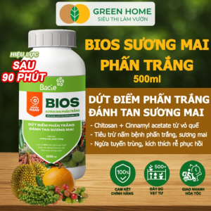 Chế Phẩm Sinh Học Bacte Bios Sương Mai Phấn Trắng Green Home Chai 500ml Từ Thảo Mộc Hiệu Lực Nhanh Mạnh