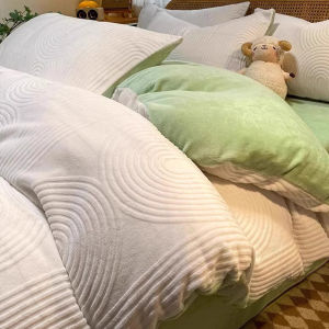 Thick Winter Milk Velvet Coral Fleece 4-Piece Bedding Set