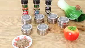 Airtight Magnetic Spice Storage Jar Set Stainless Steel Kitchen Organizer Bekas Rempah Dapur