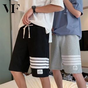 VFASION กางเกงขาสั้นผู้ชาย กางเกงขาสั้น ผช โมเดลพื้นฐาน กางเกงสแล็คชาย หลวม เอวยางยืดลาย พื้นฐาน สั้นผู้ชาย ราคาถูกต้อง