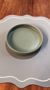 Muraditohome Minimalist Moss Green Stoneware Deep Plate 6.25x1 inches