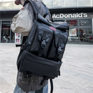 Trendy Cool Street Functional Style Casual Large Capacity Backpack Mens INS Sports Fitness Backpack All-Matching Water Repellent Bag