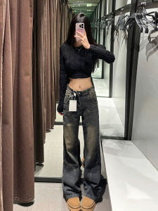 กางเกงยีนส์ทรงหลวมเอวสูง ทรงขากระบอกเล็ก ทรงเรโทร กางเกงขายาวทรงขากระบอกเล็กสำหรับผู้หญิง สไตล์ลำลอง ฤดูใบไม้ผลิ 2024