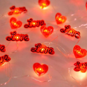 2M 20LED Red Heart String Light Garland Love Letter Fairy Light Wedding Party Home Decorations Anniversary Valentines Day Gift