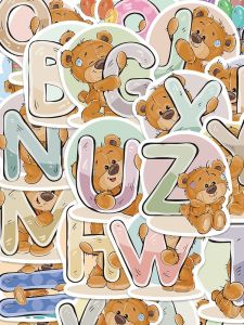 Cartoon Bear Learning Stickers Childrens Early Education Decorative Decals Number And Alphabet Patches Educational Toys