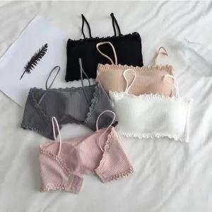 Áo Ngực Ống Cotton Nữ Không Đường May Thoải Mái Trang Trí Ren Đồ Lót Thể Thao Áo Ba Lỗ Đẹp Cho Bé Gái Màu Tự Nhiên