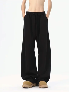 uym Drawstring Athletic Joggers high wasit wide leg pant for men