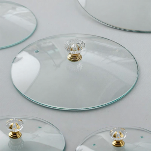 MUHUASHA | No Edge Large Round Transparent Glass Lid with Handle for Universal Casserole 20cm