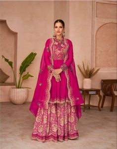 [PRE-ORDER] Ready Made Heavy Premium Silk Georgette Plazzo ( Delivery 15 Days )