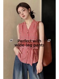 V.C.I | Waist-accentuating Necktie Sleeveless Shirt