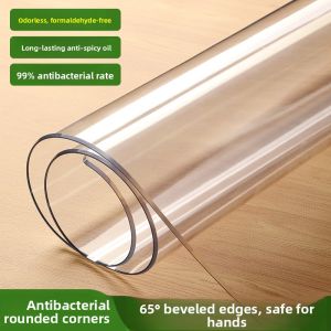 Transparent PVC Tablecloth Waterproof Oilproof Stainproof Easy Cleaning Glass Plastic Dining Table Cover Mat Tea Table Desktop Protector