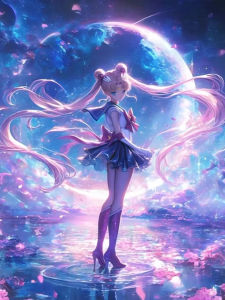 Kayou | Oil Painting By Numbers Kits Golden Glow Sailor Moon Paintings DIY Acrylic Paint By Numbers for Adults Home Decor