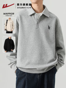 Casual Long Sleeve Polo Shirt Mens Hoodie Spring Autumn Fashion Urban Cotton Polyester Blend Base Layer Shirt Male Model