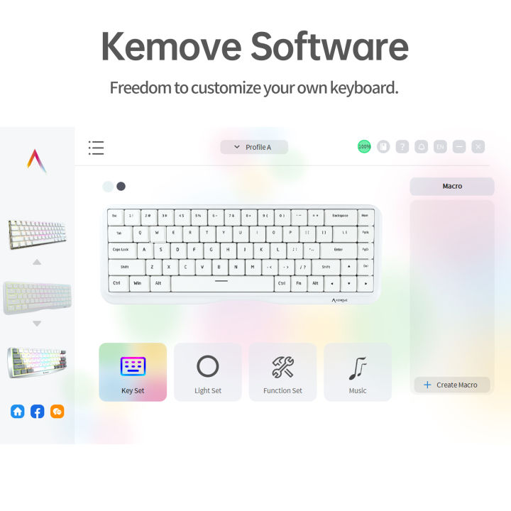 KEMOVE K68 Hot Swappable RGB Backlit 3 Modes Connection Mechnical Keyboard for Windows,Mac OS