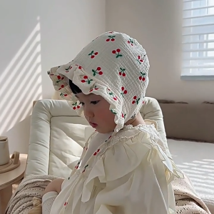 JOANNA Topi Bonnet Bayi Perempuan Newborn Motif Korean Renda 0 - 12 Bulan | Kupluk Bayi Perempuan