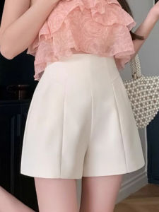 Quần Short Vest Lụa Băng Cao Cấp 2025 Thiết Kế Mới Quần Ống Rộng Cạp Cao Thời Trang Thường Ngày Cho Phụ Nữ Nhỏ Nhắn