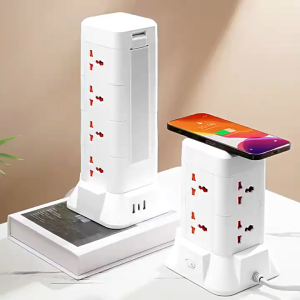 ปลั๊กไฟพ่วงแบบตึก 3 ชั้น USB+โคมไฟ+ชาร์จไร้สาย ปลั๊กอเมริกา 3 เมตร สำหรับบ้าน ผ่านมาตรฐาน มอก.ปลอดภัย รับ