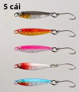 Bộ 5 Mồi Câu Cá Bằng Kim Loại Mini VIB 3.2cm/3g Có Nhũ Mồi Câu Cá Biển Sông Hồ