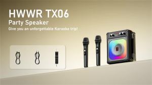 Tx06Karaoke Bluetooth Speaker with MicrophoneHigh-Power Karaoke Outdoor Bass AudioKaraoke Bluetooth Speaker Music Rhythm Light
