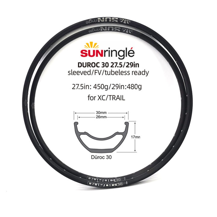 Vành Xe Đạp Sunringle DUROC 30 Tubeless Ready Hợp Kim Nhôm Siêu