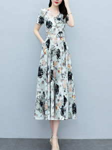 DAIXIANGFEIZI | Floral Short Sleeve Midi Dress