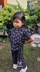 SIBAD Setelan Anak Perempuan Crop Top Crinkle Motif Pita Terbaru