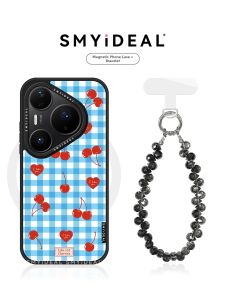 Smyideal | Magnetic Phone Case Compatible with Huawei and Honor Devices Unique Plaid Cherry Design