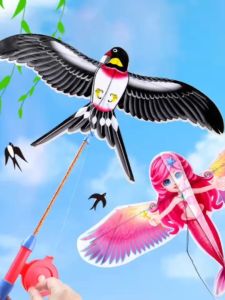 Momo Large Size Fishing Rod Kite Saranggola for Kids Huge Handheld Eagle Bird Animal Kite with Long String and Handle Stretchable Rod Easy to Launch Outdoor Sports Games for Family Bonding Ready Stock PH