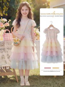 ZIRUIBABA | Rainbow Layered Girls Dress