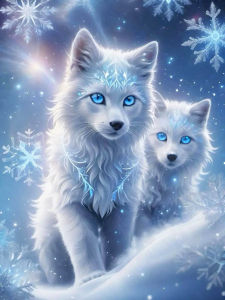 Huacan Full Square Round Drill Diamond Painting Winter Fox Diamond Mosaic Animal Landscape Kit Home Decoration