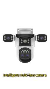 10K 20MP WiFi IP Camera Outdoor 10X Zoom Four Lens Four Screen Ai Track Home Protection Home Security Camera Surveillance Cam