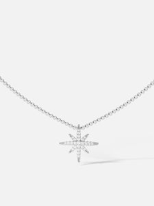 White Mini Six-Point Star Necklace for Women