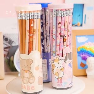Pencil 50PCS/Box HB Pencil With Eraser Office Sketch Pencil Stationery Painting Drawing Pencil