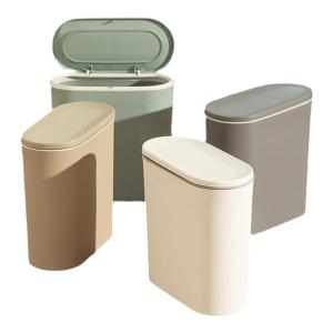 2023 New Acrylic Press Type Waste Bin for Bathroom Home Use Toilet Sanitary Barrel with Lid Gap Filler Long Tub Shape 5L Capacity