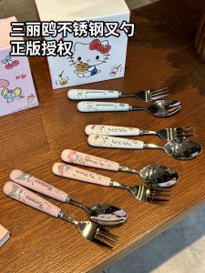 Adorable Stainless Steel Spoon Fork Ceramic Handle Dining Utensils Set Cute Home Use Soup Spoon Dessert Spoon High Aesthetic Value