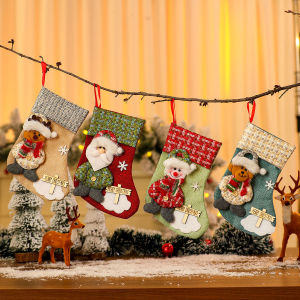 24x1ถุงเท้าถุงเท้าคริสต์มาสถุงของขวัญปีใหม่1ซม. ถุงเท้าคริสต์มาสประสานเสียงคริสต์มาสตกแต่งถุงเท้าคริสต์มาสตกแต่งบ้านคริสต์มาส